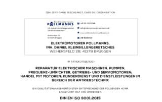 ISO 9001 Qualitätsmanagement Zertifikat